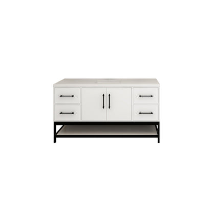 Victoria Open Shelf 60" Freestanding Bathroom Vanity with Reinforced Acrylic Integrated Sink Top