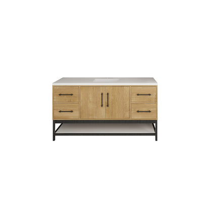 Victoria Open Shelf 60" Freestanding Bathroom Vanity with Reinforced Acrylic Integrated Sink Top