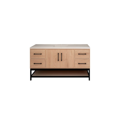 Victoria Open Shelf 60" Freestanding Bathroom Vanity with Reinforced Acrylic Integrated Sink Top