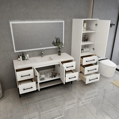 Victoria Open Shelf 60" Freestanding Bathroom Vanity with Reinforced Acrylic Integrated Sink Top