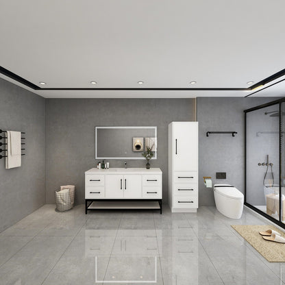 Victoria Open Shelf 60" Freestanding Bathroom Vanity with Reinforced Acrylic Integrated Sink Top