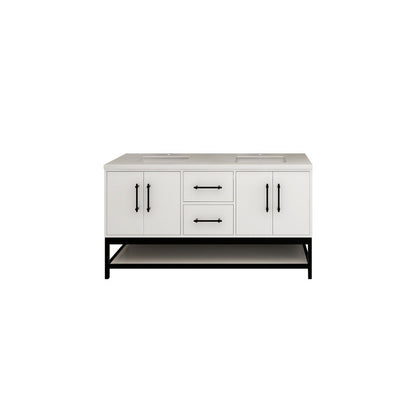 Victoria Open Shelf 60" Freestanding Bathroom Vanity with Reinforced Acrylic Integrated Sink Top