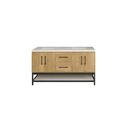 Victoria Open Shelf 60" Freestanding Bathroom Vanity with Reinforced Acrylic Integrated Sink Top