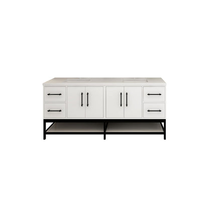 Victoria Open Shelf 72" Freestanding Bathroom Vanity with Reinforced Acrylic Integrated Sink Top