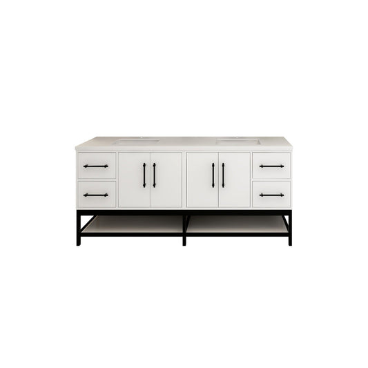 Victoria Open Shelf 72" Freestanding Bathroom Vanity with Reinforced Acrylic Integrated Sink Top