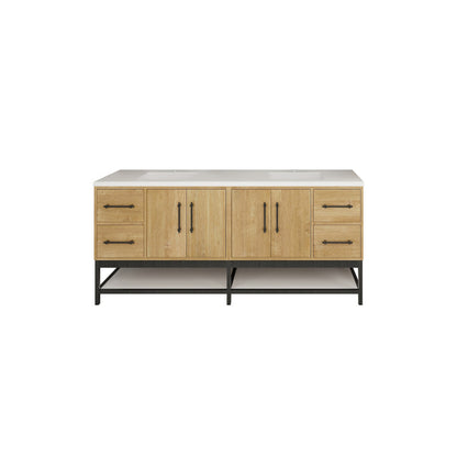 Victoria Open Shelf 72" Freestanding Bathroom Vanity with Reinforced Acrylic Integrated Sink Top