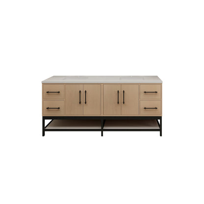 Victoria Open Shelf 72" Freestanding Bathroom Vanity with Reinforced Acrylic Integrated Sink Top