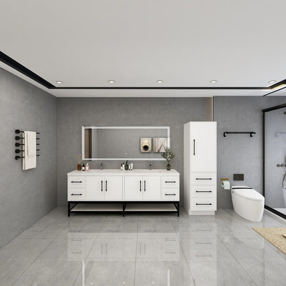 Victoria Open Shelf 84" Freestanding Bathroom Vanity with Reinforced Acrylic Integrated Sink Top