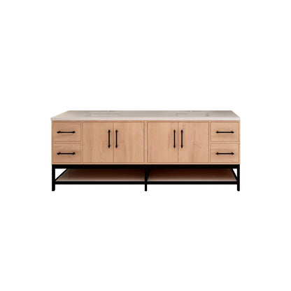 Victoria Open Shelf 84" Freestanding Bathroom Vanity with Reinforced Acrylic Integrated Sink Top
