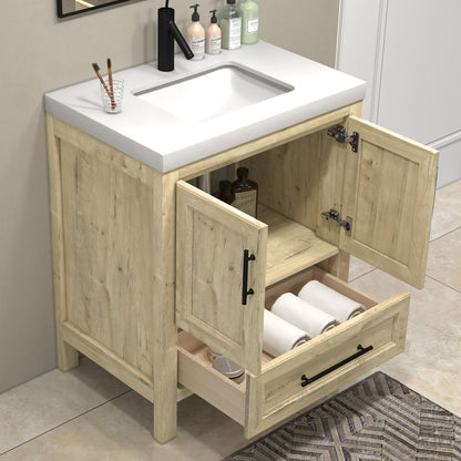 VIV 30" Freestanding Bathroom Vanity with Reinforced Acrylic Integrated Sink Top