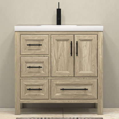 VIV 36" Freestanding Bathroom Vanity with Reinforced Acrylic Integrated Sink Top