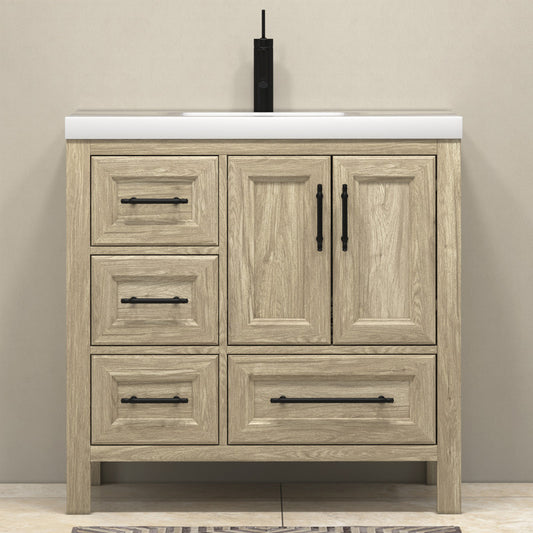VIV 36" Freestanding Bathroom Vanity with Reinforced Acrylic Integrated Sink Top