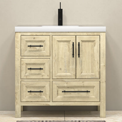 VIV 36" Freestanding Bathroom Vanity with Reinforced Acrylic Integrated Sink Top