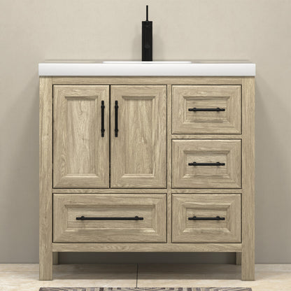 VIV 36" Freestanding Bathroom Vanity with Reinforced Acrylic Integrated Sink Top