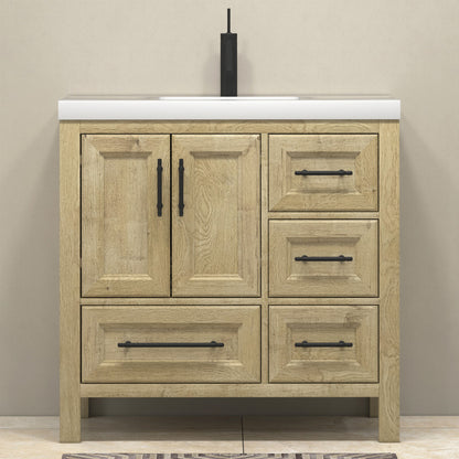 VIV 36" Freestanding Bathroom Vanity with Reinforced Acrylic Integrated Sink Top