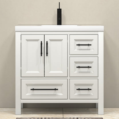 VIV 36" Freestanding Bathroom Vanity with Reinforced Acrylic Integrated Sink Top
