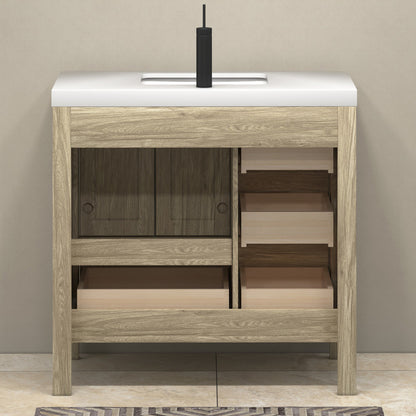 VIV 36" Freestanding Bathroom Vanity with Reinforced Acrylic Integrated Sink Top