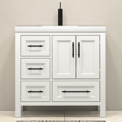 VIV 36" Freestanding Bathroom Vanity with Reinforced Acrylic Integrated Sink Top