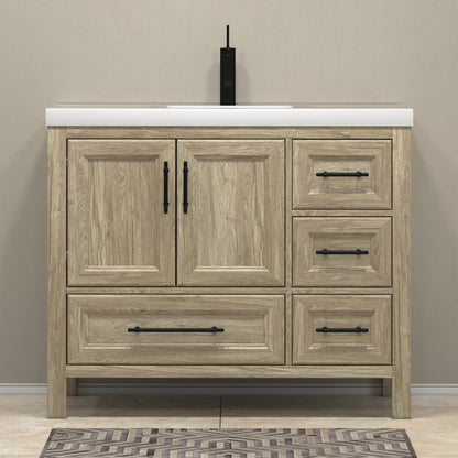 VIV 42" Freestanding Bathroom Vanity with Reinforced Acrylic Integrated Sink Top