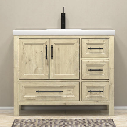 VIV 42" Freestanding Bathroom Vanity with Reinforced Acrylic Integrated Sink Top