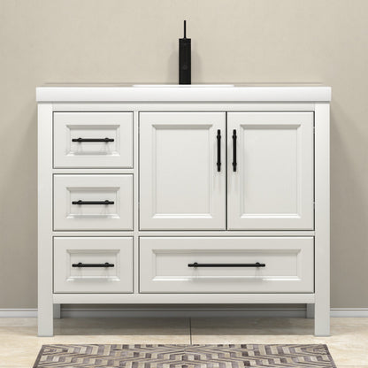 VIV 42" Freestanding Bathroom Vanity with Reinforced Acrylic Integrated Sink Top