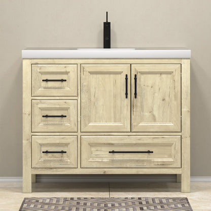 VIV 42" Freestanding Bathroom Vanity with Reinforced Acrylic Integrated Sink Top