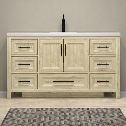 VIV 60" Freestanding Bathroom Vanity with Reinforced Acrylic Integrated Sink Top