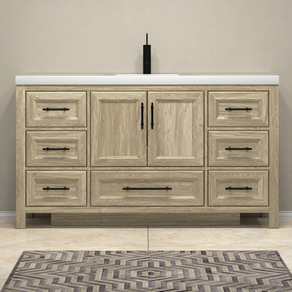 VIV 60" Freestanding Bathroom Vanity with Reinforced Acrylic Integrated Sink Top
