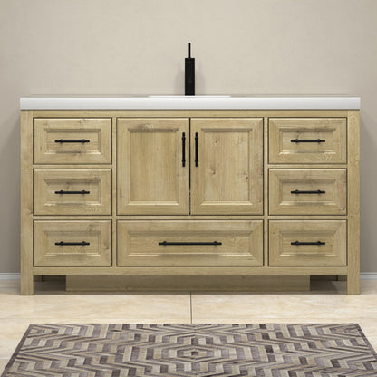 VIV 60" Freestanding Bathroom Vanity with Reinforced Acrylic Integrated Sink Top