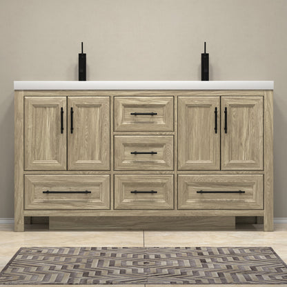 VIV 60" Freestanding Bathroom Vanity with Reinforced Acrylic Integrated Sink Top