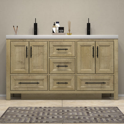 VIV 60" Freestanding Bathroom Vanity with Reinforced Acrylic Integrated Sink Top