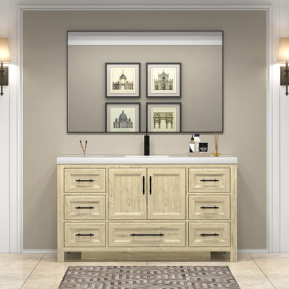 VIV 60" Freestanding Bathroom Vanity with Reinforced Acrylic Integrated Sink Top