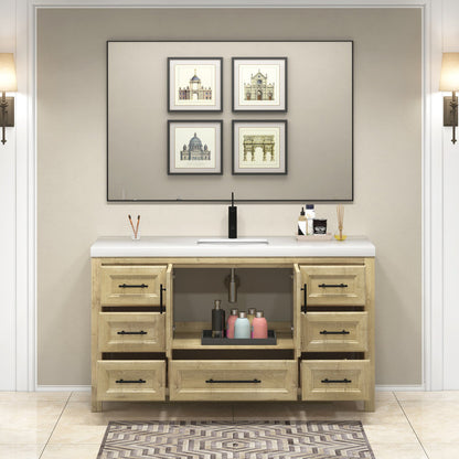 VIV 60" Freestanding Bathroom Vanity with Reinforced Acrylic Integrated Sink Top