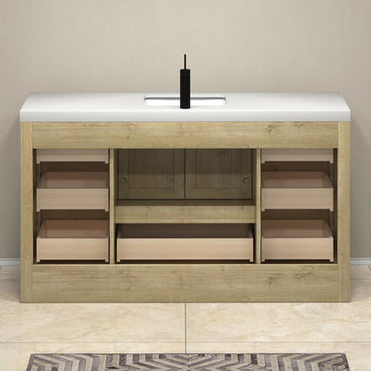 VIV 60" Freestanding Bathroom Vanity with Reinforced Acrylic Integrated Sink Top