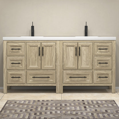VIV 72" Freestanding Bathroom Vanity with Reinforced Acrylic Integrated Sink Top