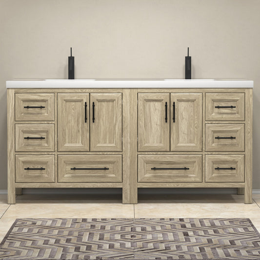 VIV 72" Freestanding Bathroom Vanity with Reinforced Acrylic Integrated Sink Top