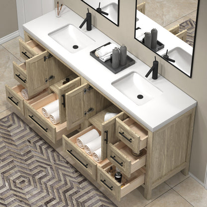 VIV 72" Freestanding Bathroom Vanity with Reinforced Acrylic Integrated Sink Top