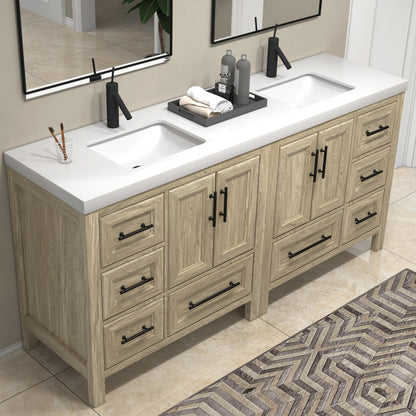 VIV 72" Freestanding Bathroom Vanity with Reinforced Acrylic Integrated Sink Top