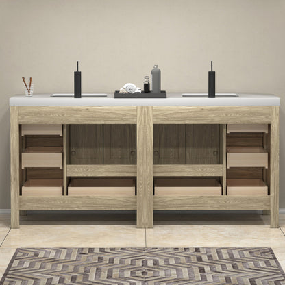 VIV 72" Freestanding Bathroom Vanity with Reinforced Acrylic Integrated Sink Top