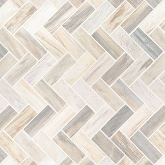 Angora 1x3 Herringbone Marble Mosaic Tile | KBF Home Improvement