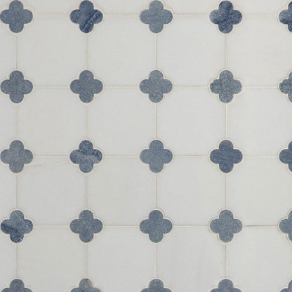 Azula Floret Marble Mosaic in polished finish, close up sheet view