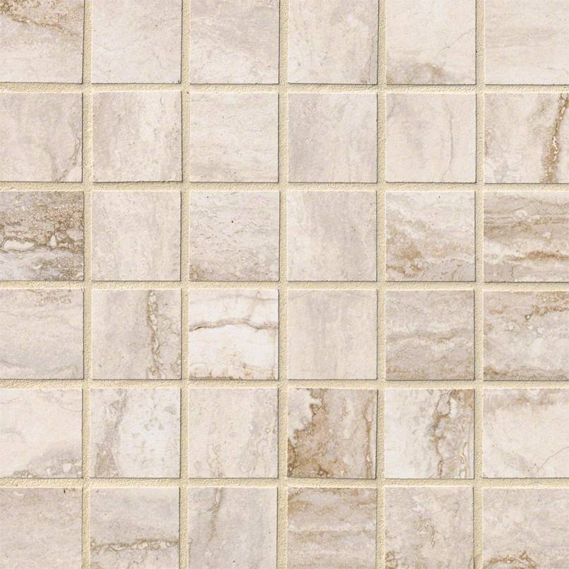 Bernini Camo 2x2 Porcelain Mosaic in matte finish, close up sheet view