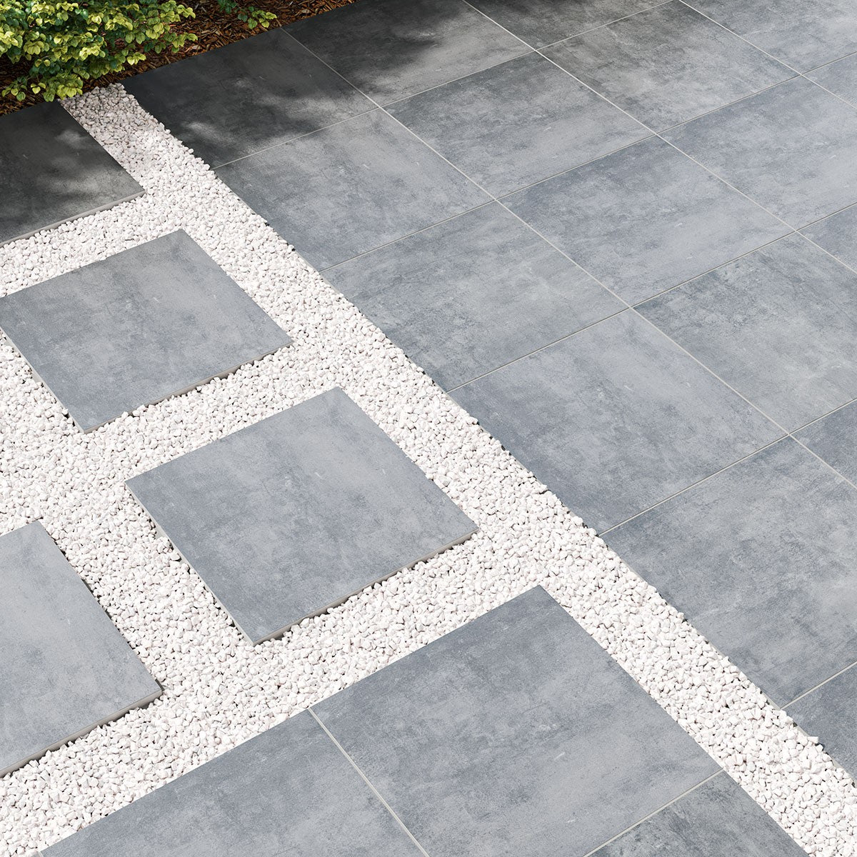 Beton Antracite Arterra Porcelain Pavers shown installed in a finished outdoor or living space