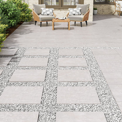 Beton Grey Arterra Porcelain Pavers shown installed in a finished outdoor or living space