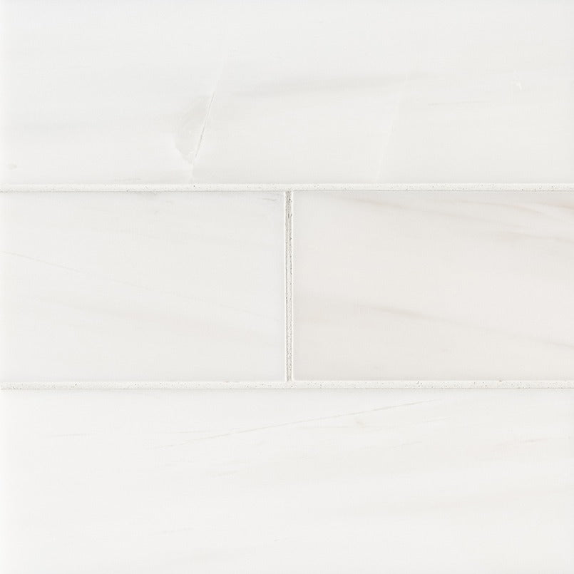 Bianco Dolomite Marble Tile, 4"x12" Tile in Polished finish