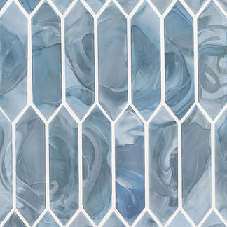 Picket Rustic Tile Blue Shimmer Picket Glass Mosaic Tile | KBF Home Improvement
