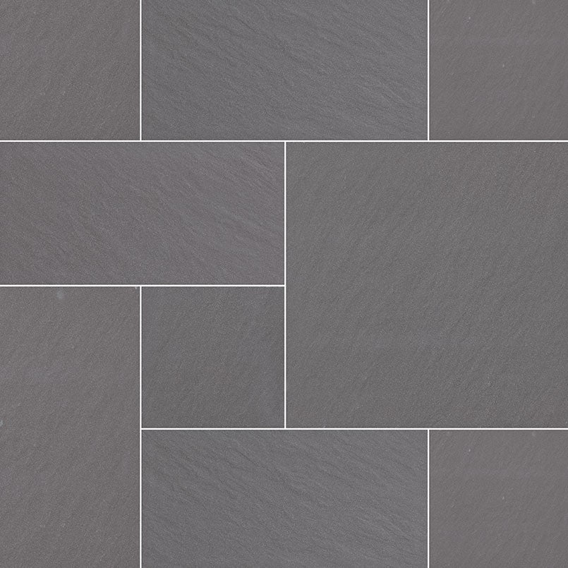 Bluestone porcelain pavers, close up product view showing color and texture