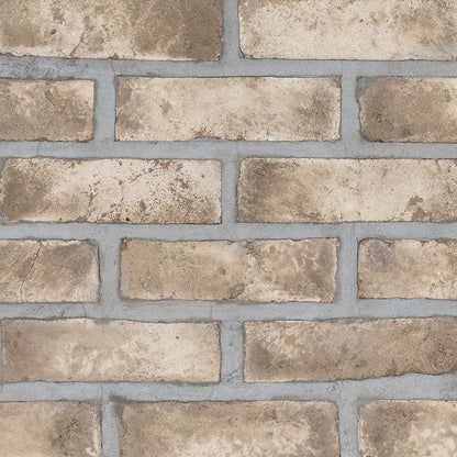 BrickStaks Doverton Gray 2.25x7.5 Brick Clay Mosaic in natural finish, close up sheet view
