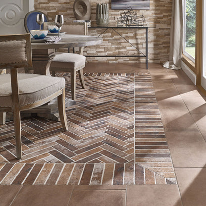 Brickstone Red porcelain tile shown in a finished room, scene 2