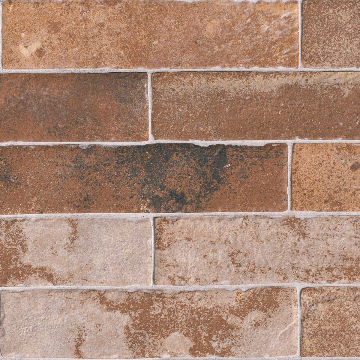Brickstone Red brick look porcelain tile, matte finish, 2 1/3 by 10 inch view